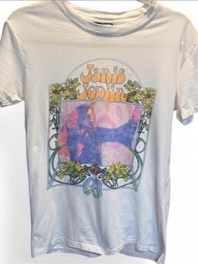Janis Joplin 1967 Psychedelic Flower Graphic Tee White Size XS
